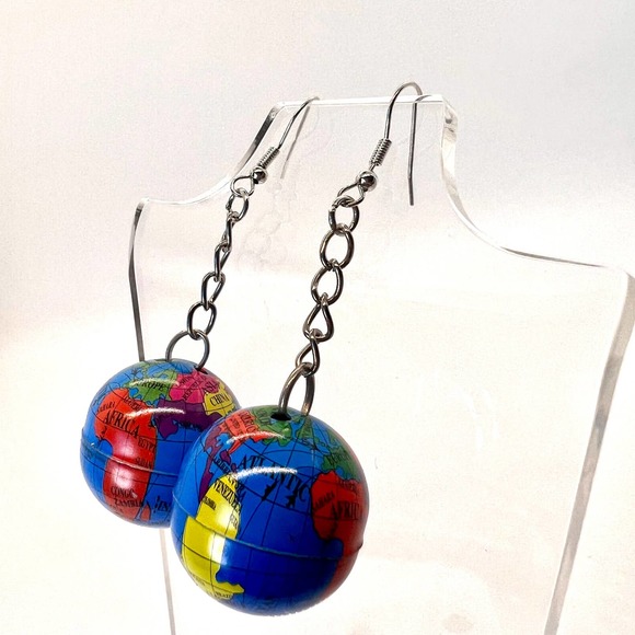 Globe Earrings - Earth Earrings - Planet Earrings - Space Earrings - Clarissa - Picture 7 of 11